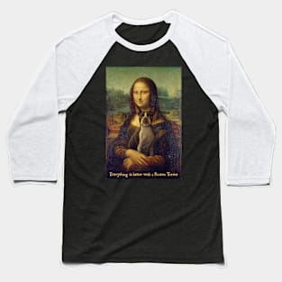 Mona Lisa with Boston Terrier Baseball T-Shirt